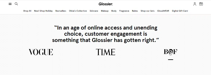 Glossier - Invesp Media mentions for the Glossier brand