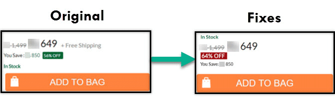 coparing original fixes ab test - Invesp discount on produce page